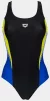 Купальник закритий для жінок Arena THREEFOLD V BACK ONE PIECE R чорний, жовтий, блакитний Жін 36 - 1