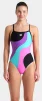 Купальник закритий для жінок Arena MULTI SLICES SWIMSUIT LIGHTDRO чорний, бузковий, бірюзовий, рожевий Жін 44 - 5
