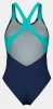 Купальник закритий для жінок Arena DREAMHLINE SWIMSUIT V BACK синій, бірюзовий Жін 36 - 4