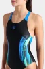 Купальник закритий для жінок Arena BREATH SWIMSUIT V BACK LB синій, чорний, бірюзовий Жін 44 - 7