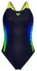 Купальник закритий для жінок Arena BREATH SWIMSUIT V BACK LB чорний, жовтий, зелений, синій Жін 38 - 1