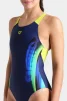Купальник закритий для жінок Arena BREATH SWIMSUIT V BACK LB чорний, жовтий, зелений, синій Жін 38 - 7