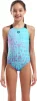 Купальник закритий для дівчат Arena MULTI COLOURS SWIMSUIT V BACK блакитний, чорний дитячий 128 см (009007-509) - 1
