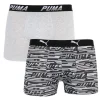 Труси-боксери Puma LOGO AOP BOXER 2P сірий, білий, чорний Чол S - 1