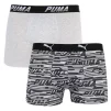 Труси-боксери Puma LOGO AOP BOXER 2P сірий, білий, чорний Чол S - 1
