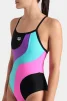 Купальник закритий для жінок Arena MULTI SLICES SWIMSUIT LIGHTDRO чорний, бузковий, бірюзовий, рожевий Жін 40 - 9