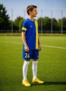 Дитяча футбольна форма X2 League (футболка+шорти), розмір XL (синій/жовтий) - 2