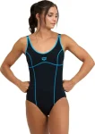 Купальник закритий для жіночийок Arena TANIA CLIP BACK SWIMSUIT ONE P чорний, блакитний жіночий 38 (005974-580)