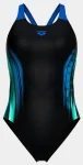 Купальник закритий для жінок Arena BREATH SWIMSUIT V BACK LB синій, чорний, бірюзовий Жін 36