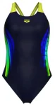 Купальник закритий для жінок Arena BREATH SWIMSUIT V BACK LB чорний, жовтий, зелений, синій Жін 38
