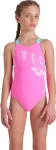 Купальник закритий для дівчат Arena TALES SWIMSUIT V BACK рожевий, бірюзовий дитячий 116 см (009085-980)
