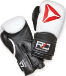 Боксерські рукавиці Reebok Combat Leather Boxing Gloves чорний, білий 10 унцій (RSCB-10010WH-10)