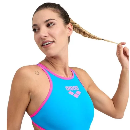 Купальник Arena ONE BIGLOGO ONE PIECE блакитний, рожевий Жін 40