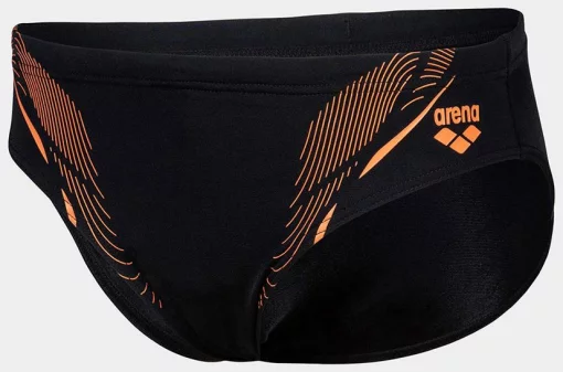 Плавки-сліпи для хлопців Arena SWIM BRIEFS GRAPHIC чорний, помаранчевий Діт