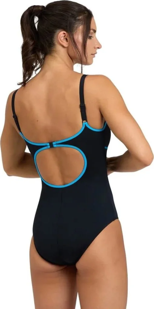 Купальник закритий для жіночийок Arena TANIA CLIP BACK SWIMSUIT ONE P чорний, блакитний жіночий 44 (005974-580)