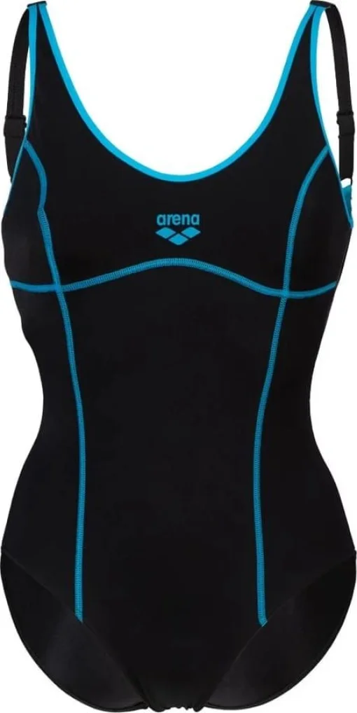 Купальник закритий для жіночийок Arena TANIA CLIP BACK SWIMSUIT ONE P чорний, блакитний жіночий 44 (005974-580)