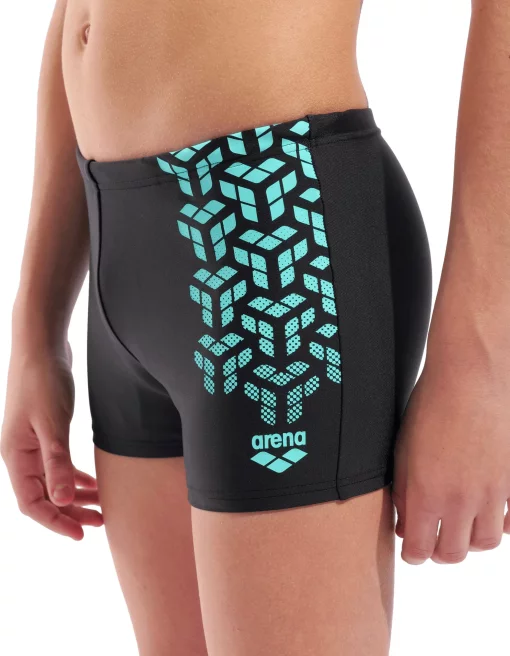 Плавки-шорти для хлопчиків Arena KIKKO V SWIM SHORT GRAPHIC чорний, бірюзовий дитячий 128 см (006720-508)