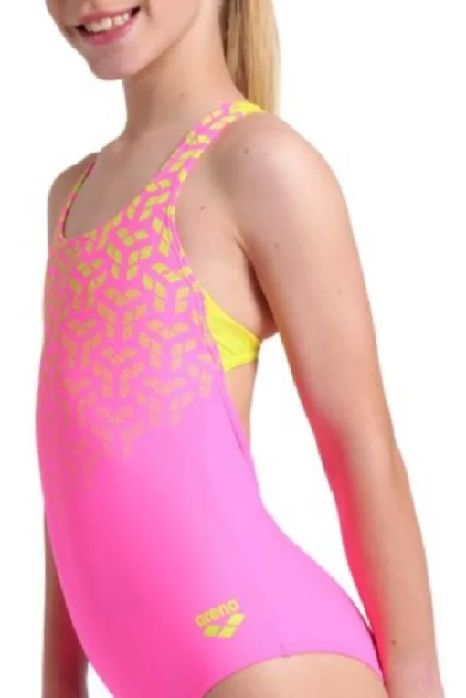 Купальник для дівчат Arena KIKKO V SWIMSUIT SWIM PRO BACK фіолетовий, жовтий Діт 128 см