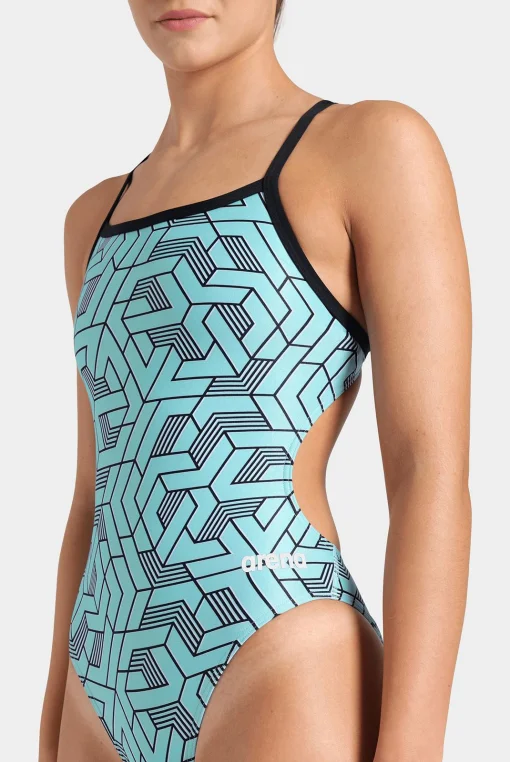 Купальник закритий для жінок Arena ESCAPE SWIMSUIT CHALLENGE BACK бірюзовий, чорний Жін