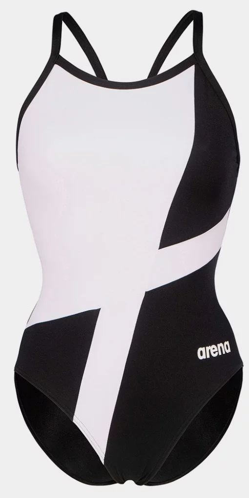 Купальник закритий для жінок Arena DIAMOND SWIMSUIT LIGHTDROP BAC чорний, білий Жін 38