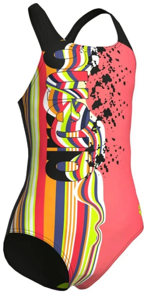 Купальник закритий для дівчат Arena PALETTE SWIMSUIT SWIM PRO BACK кораловий, чорний Діт 128 см