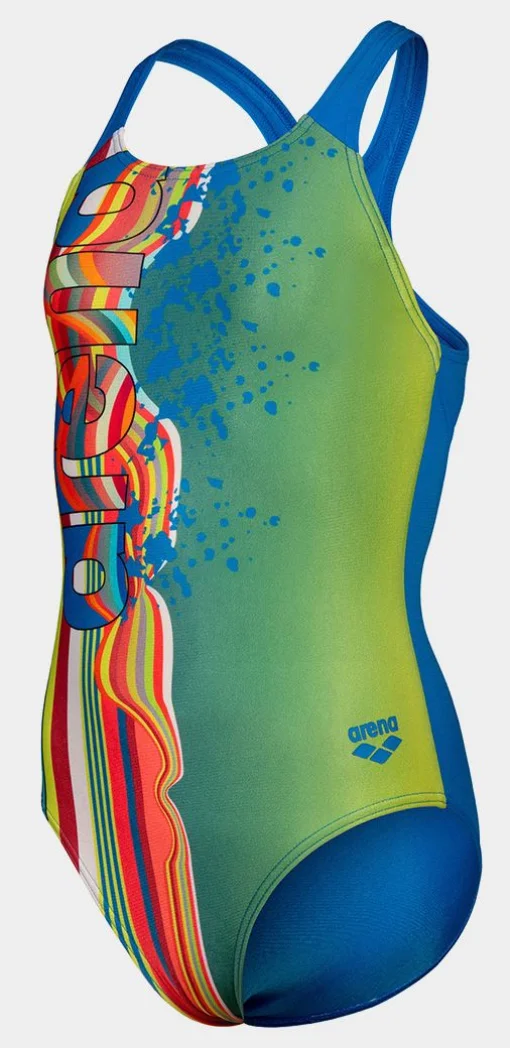 Купальник для дівчат Arena PALETTE SWIMSUIT SWIM PRO BACK блакитний, жовтий, мультикольор Діт