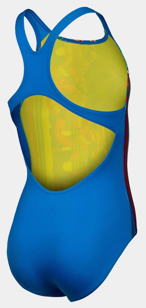 Купальник для дівчат Arena PALETTE SWIMSUIT SWIM PRO BACK блакитний, жовтий, мультикольор Діт
