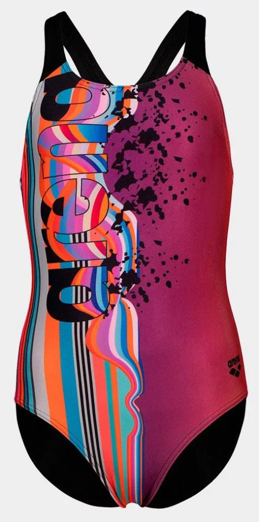 Купальник для дівчат Arena PALETTE SWIMSUIT SWIM PRO BACK рожевий, чорний, мультикольор Діт 116 см