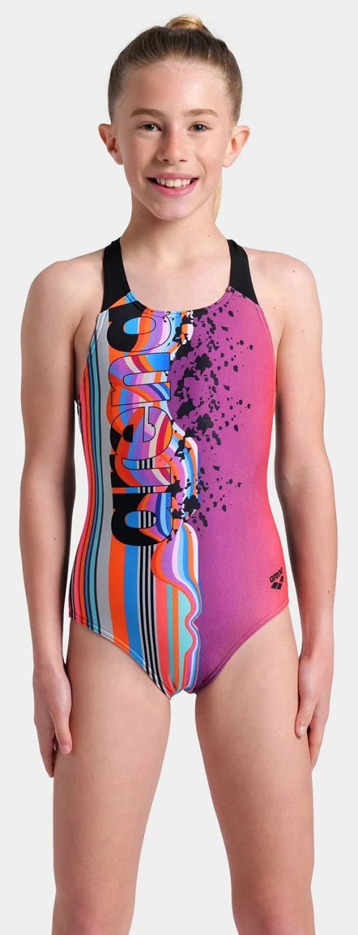 Купальник для дівчат Arena PALETTE SWIMSUIT SWIM PRO BACK рожевий, чорний, мультикольор Діт 116 см