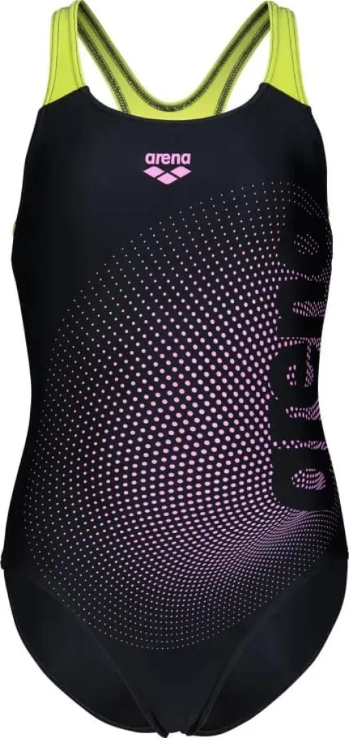 Купальник закритий для дівчат Arena DIM LIGHT SWIMSUIT SWIM PRO BA чорний, жовтий дитячий 140 см (008104-560)