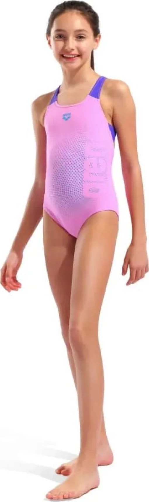 Купальник закритий для дівчат Arena DIM LIGHT SWIMSUIT SWIM PRO BA рожевий, фіолетовий дитячий 128 см (008104-980)