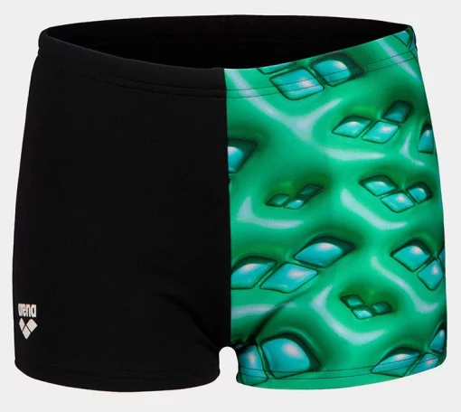 Плавки-боксери для хлопців Arena FOAM SWIM SHORT чорний, зелений, бірюзовий Діт