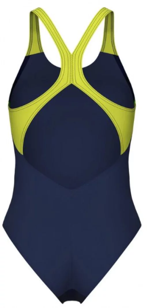 Купальник закритий для жінок Arena BREATH SWIMSUIT V BACK LB чорний, жовтий, зелений, синій Жін