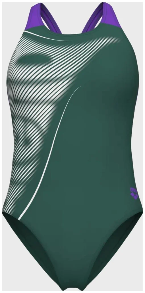 Купальник закритий для жінок Arena BRIGHT GLARE SWIMSUIT V BACK зелений Жін