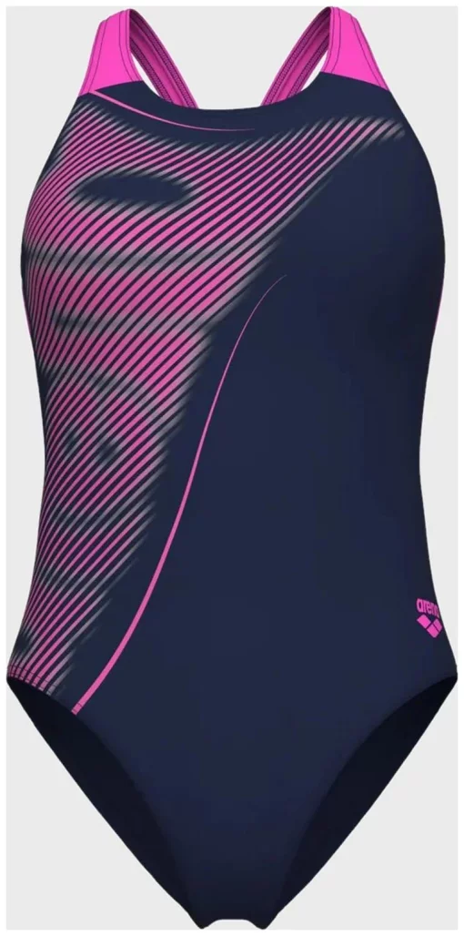 Купальник закритий для жінок Arena BRIGHT GLARE SWIMSUIT V BACK фіолетовий Жін 40