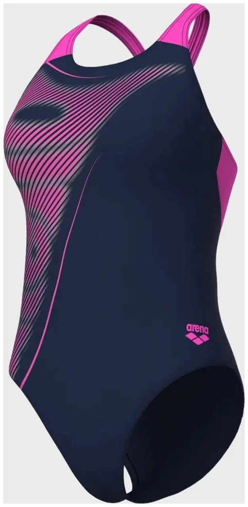 Купальник закритий для жінок Arena BRIGHT GLARE SWIMSUIT V BACK фіолетовий Жін