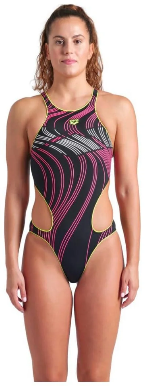 Купальник закритий для жінок Arena ONE STREAM SWIMSUIT чорний, рожевий Жін 40