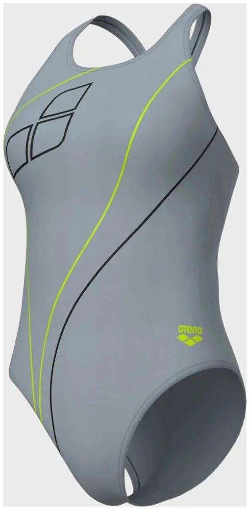 Купальник закритий для жінок Arena TRAIL SWIMSUIT V BACK сірий Жін