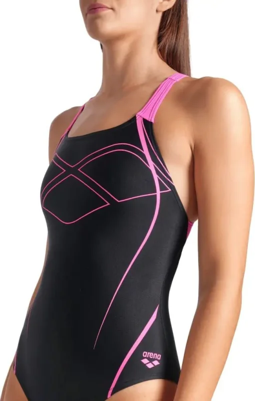 Купальник закритий для жіночийок Arena GRAPHIC SWIMSUIT SWIM PRO BACK чорний, рожевий жіночий 38 (009024-590)