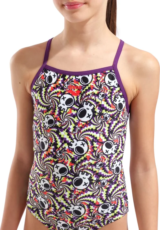 Купальник закритий для дівчат Arena FUN SKULLS SWIMSUIT LIGHTDROP мультиколор дитячий 164 см (010284-590)