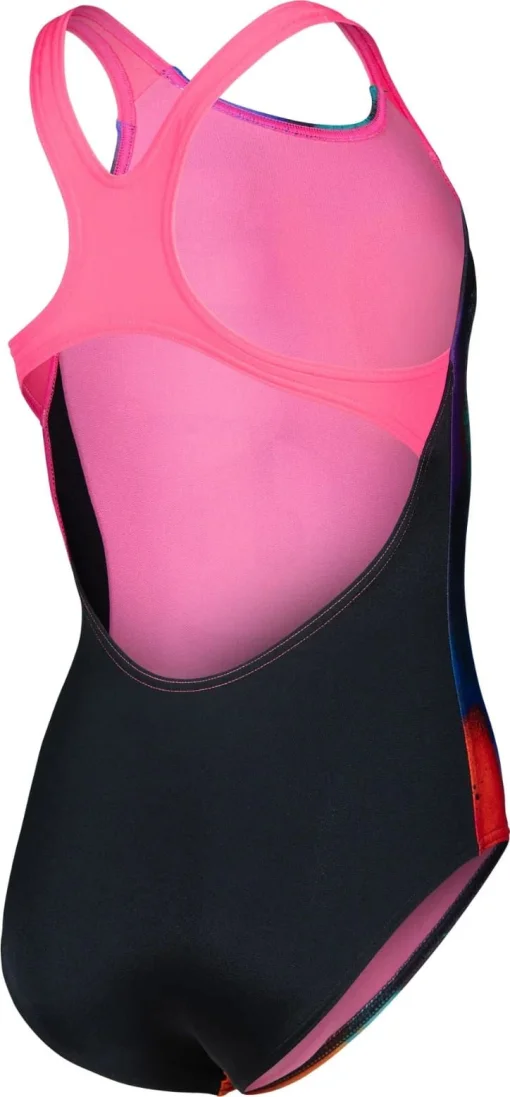 Купальник закритий для дівчат Arena SPRAY PAINT SWIMSUIT SWIM PRO чорний, синій, рожевий дитячий 128 см (010286-590)