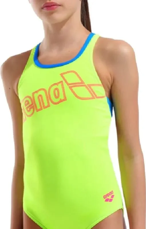 Купальник закритий для дівчат Arena LOGO SWIMSUIT SWIM PRO салатовий дитячий 140 см (010287-880)