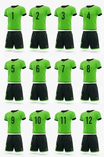 12 комплектів футбольної форми X2 "Start" (салатовий/чорний) 12X2003LG/BK