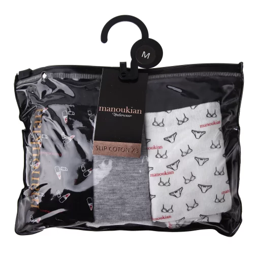 Труси Manoukian SLIPS-X3-FEMME світло-сірий, чорний, білий Жін L