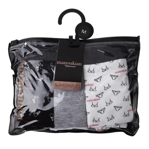 Труси Manoukian SLIPS-X3-FEMME світло-сірий, чорний, білий Жін XL