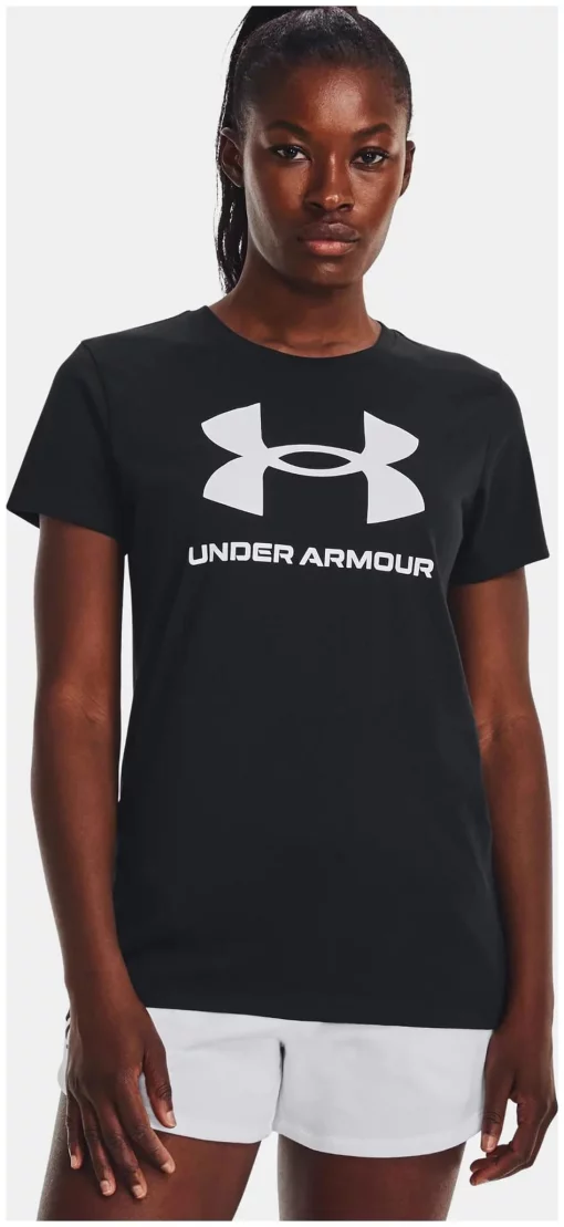 Футболка UA W SPORTSTYLE LOGO SS чорний Жін MD