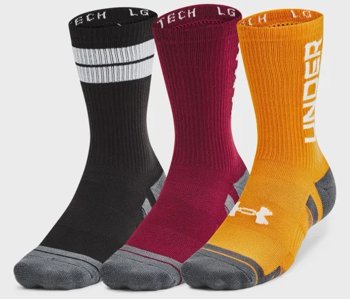 Шкарпетки Under Armour Perf Tech Nov 3pk Crew чорний, бордовий, помаранчевий XL (1379515-625)