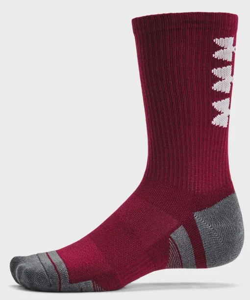 Шкарпетки Under Armour Perf Tech Nov 3pk Crew чорний, бордовий, помаранчевий XL (1379515-625)