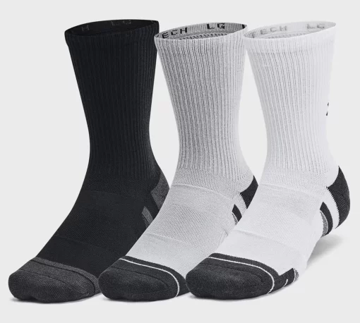 Шкарпетки Under Armour Unisex Perf Tech 6pk Crew чорний, сірий, білий Уні LG