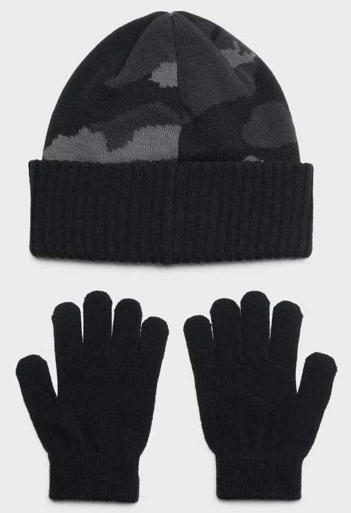 Набір шапка і рукавички Under Armour B Beanie/Glove Combo чорний, сірий Діт OFSM